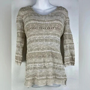 Dressbarn Knit Sweater Women's Medium Crew Neck Pullover 1/2 sleeves